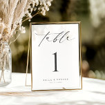 Minimalist Modern Calligraphy Table Number Card<br><div class="desc">Elevate your wedding decor with this Minimalist Modern Calligraphy Table Number Card, designed to blend simplicity with elegance. Featuring a sleek black-and-white design and graceful calligraphy script, this card adds a chic, modern touch to your table settings. Easy to customize with your chosen table numbers, it’s the perfect blend of...</div>