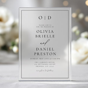 Minimalist Modern Calligraphy Wedding Acrylic Invitations