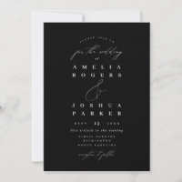 Minimalist Modern Calligraphy Wedding Black