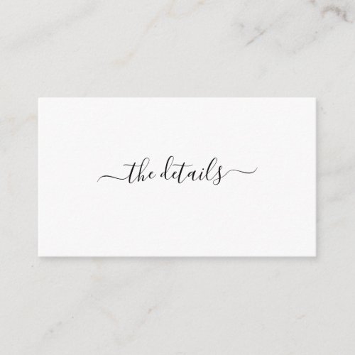 Minimalist Modern Calligraphy Wedding Details Enclosure Card