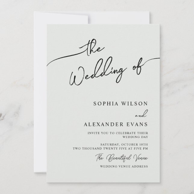 Minimalist Modern Calligraphy Wedding Invitation (Front)