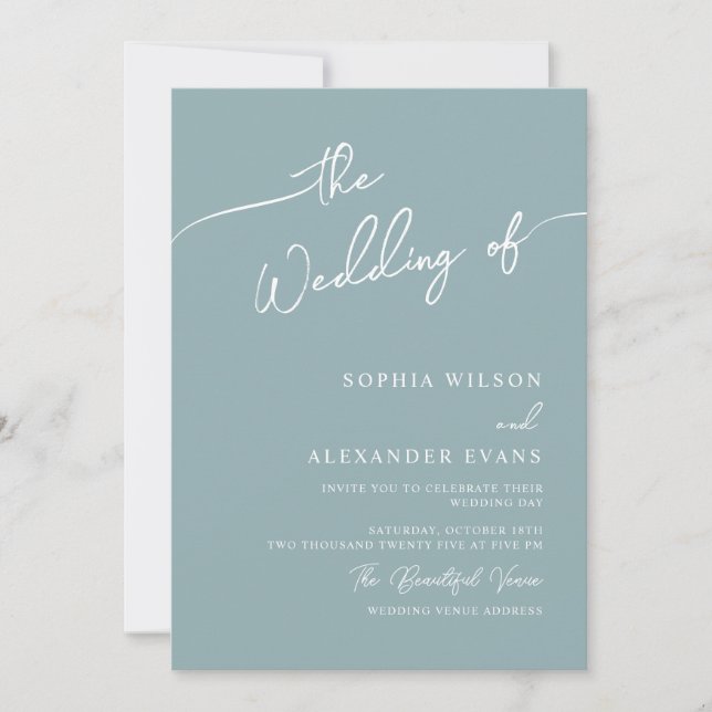 Minimalist Modern Calligraphy Wedding Invitation (Front)