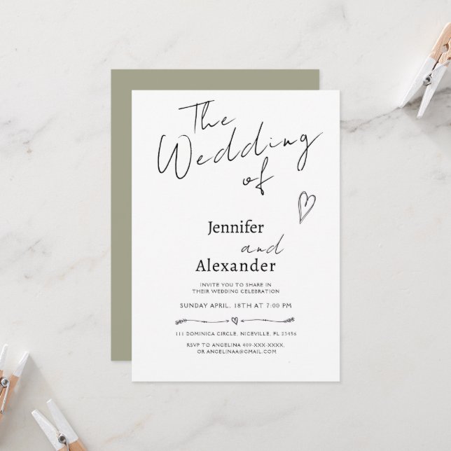 Minimalist Modern Calligraphy Wedding Invitation (Front/Back In Situ)
