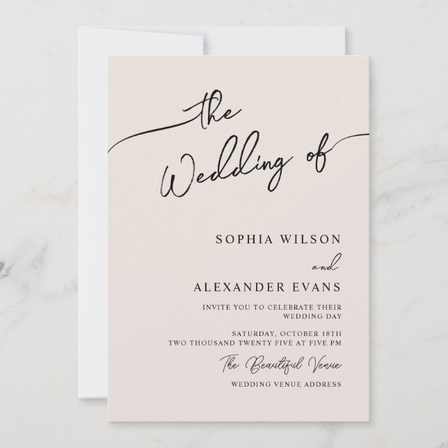Minimalist Modern Calligraphy Wedding Invitation (Front)