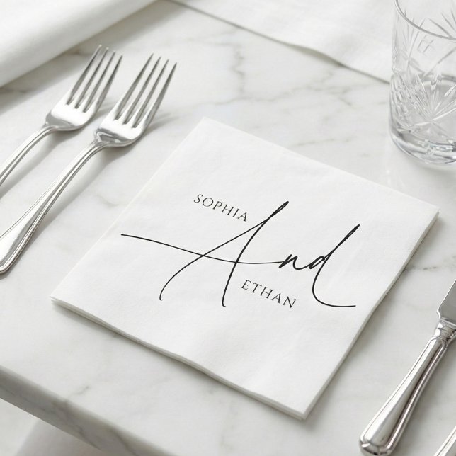 Minimalist Modern Calligraphy Wedding Napkins (Creator Uploaded)