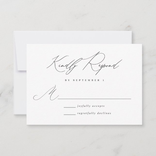 Minimalist Modern Calligraphy Wedding RSVP Card (Front)