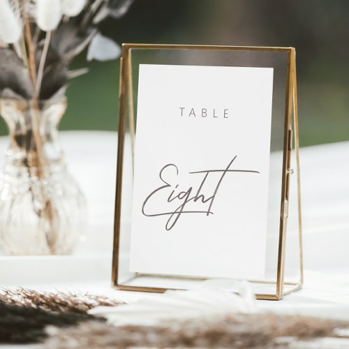 Minimalist Modern Calligraphy Wedding Table Number