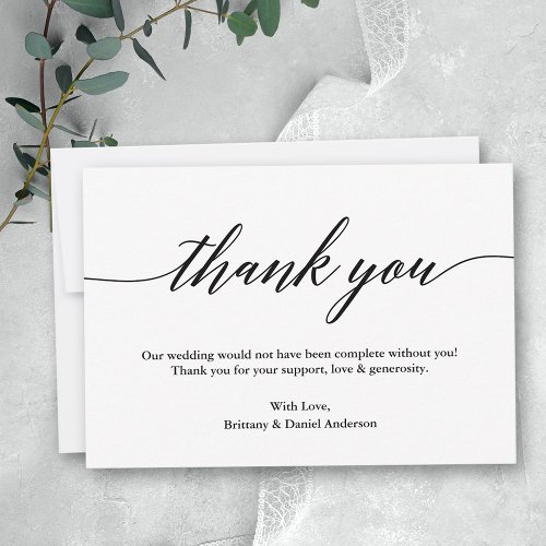 Minimalist Modern Calligraphy Wedding Thank You Card