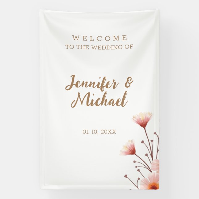 Minimalist Modern Calligraphy Wedding Welcome Banner (Vertical)