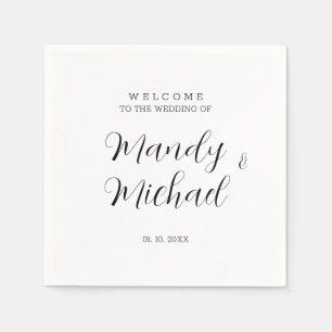 Minimalist Modern Calligraphy Wedding Welcome Napkins