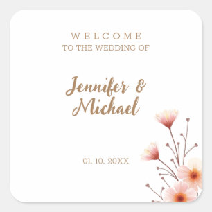 Minimalist Modern Calligraphy Wedding Welcome Square Sticker