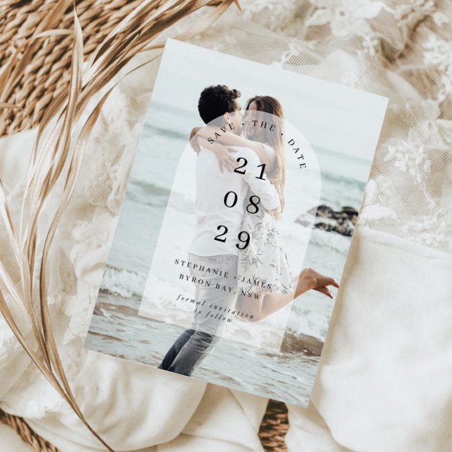Minimalist modern center arch photo Save the Date  Invitation (Creator Uploaded)