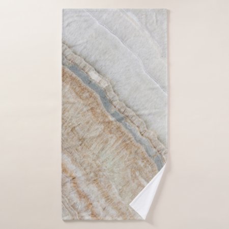 Minimalist Modern Chic Beige Tan White Grey Marble Bath Towel Set