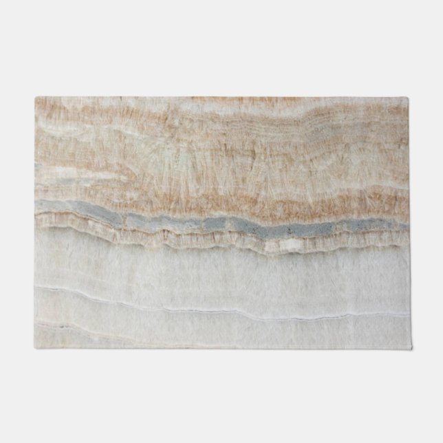 minimalist modern chic beige tan white grey marble doormat (Front)
