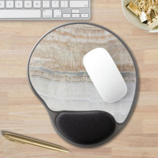 minimalist modern chic beige tan white grey marble gel mouse pad