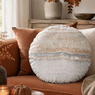 minimalist modern chic beige tan white grey marble round pillow