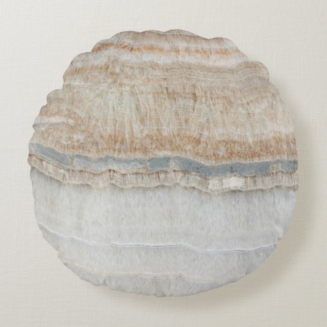 minimalist modern chic beige tan white grey marble round pillow (Front)