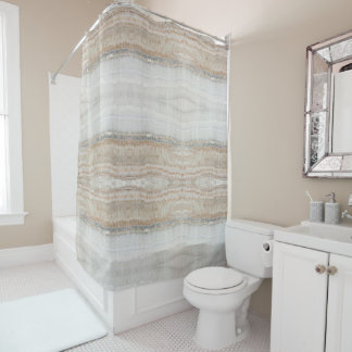 minimalist modern chic beige tan white grey marble shower curtain