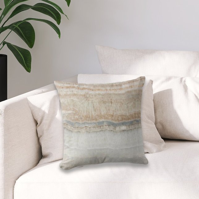 minimalist modern chic beige tan white grey marble throw pillow (Creator Uploaded)