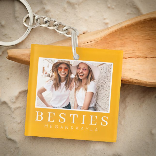 Minimalist Modern Chic Best Friends BFF Photo Keychain (Creator Uploaded)