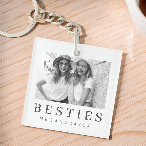 Minimalist Modern Chic Best Friends BFF Photo Keychain