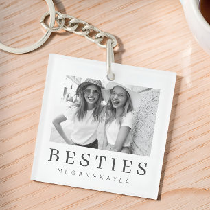 Minimalist Modern Chic Best Friends BFF Photo Keychain