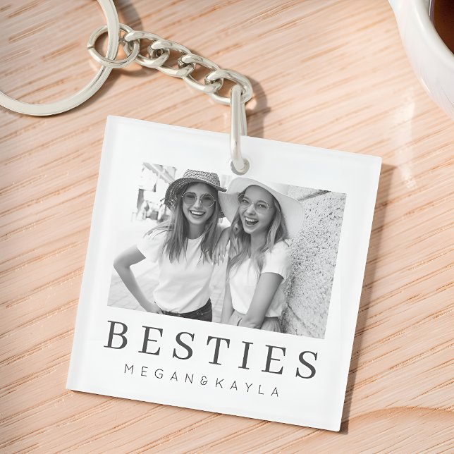 Minimalist Modern Chic Best Friends BFF Photo Keychain (Creator Uploaded)