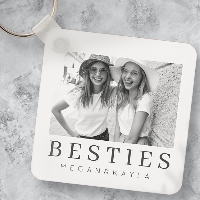 Minimalist Modern Chic Best Friends BFF Photo Keychain (Creator Uploaded)