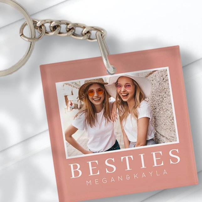 Minimalist Modern Chic Best Friends BFF Photo Keychain (Creator Uploaded)