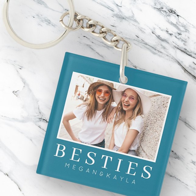 Minimalist Modern Chic Best Friends BFF Photo Keychain (Creator Uploaded)