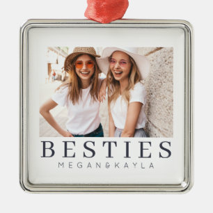 Minimalist Modern Chic Best Friends BFF Photo Metal Ornament
