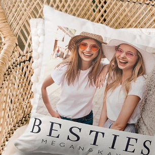 Minimalist Modern Chic Best Friends BFF Photo Throw Pillow