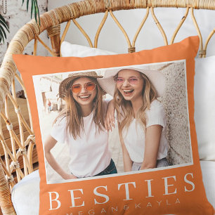 Minimalist Modern Chic Best Friends BFF Photo Throw Pillow