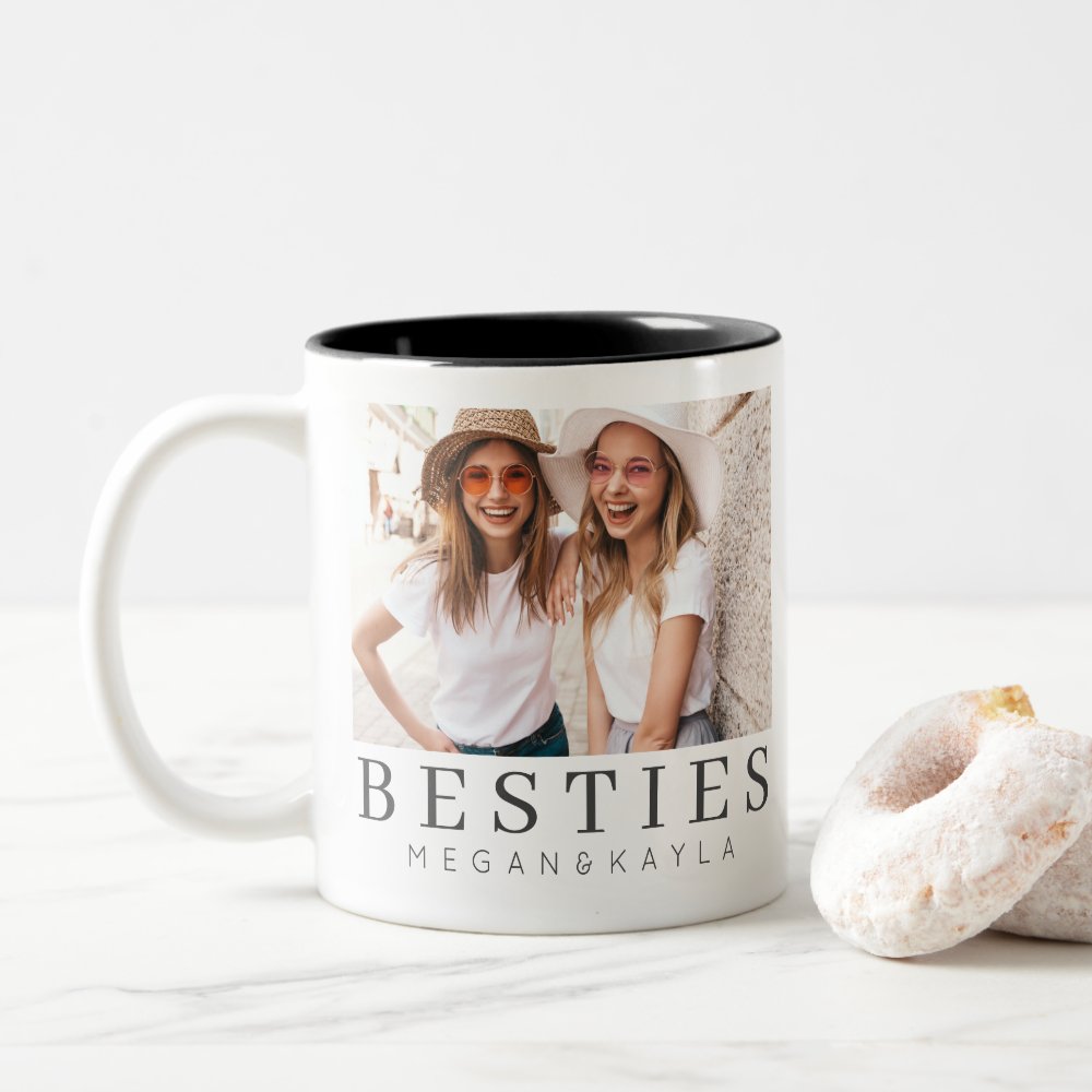 Discover Minimalist Modern Chic Best Friends BFF Photo Two-Tone Coffee Mug