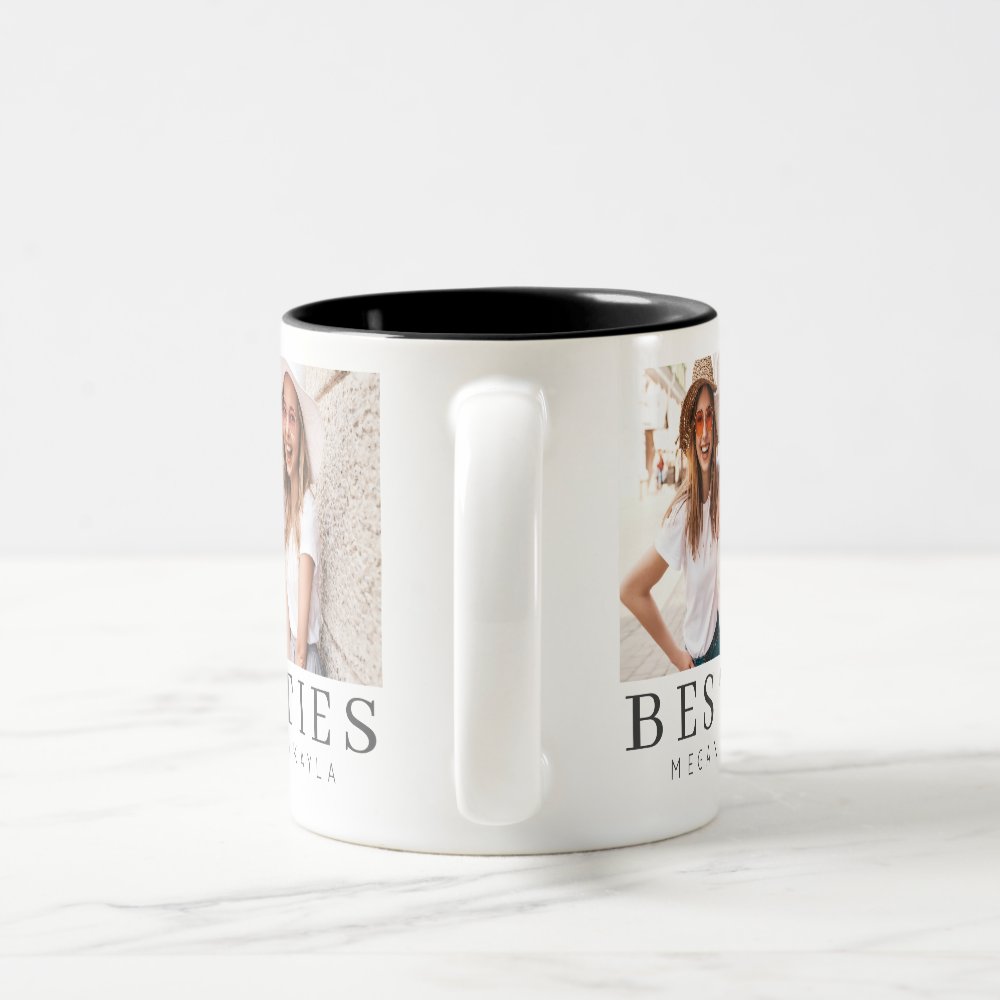 Disover Minimalist Modern Chic Best Friends BFF Photo Two-Tone Coffee Mug
