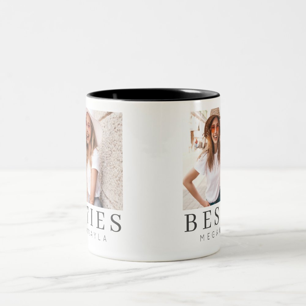 Discover Minimalist Modern Chic Best Friends BFF Photo Two-Tone Coffee Mug