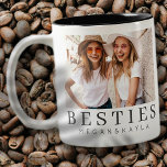 Minimalist Modern Chic Best Friends BFF Photo Two-Tone Coffee Mug<br><div class="desc">Design is composed of fun and playful typography with sans serif and serif font. Add a custom photo.</div>