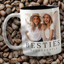 Minimalist Modern Chic Best Friends BFF Photo Two-Tone Coffee Mug