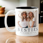 Minimalist Modern Chic Best Friends BFF Photo Two-Tone Coffee Mug<br><div class="desc">Design is composed of fun and playful typography with sans serif and serif font. Add a custom photo.</div>