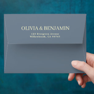 Minimalist Modern Chic Dusty Blue Wedding Envelope