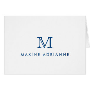 Minimalist Modern Chic Navy Blue Monogram Initial Cards