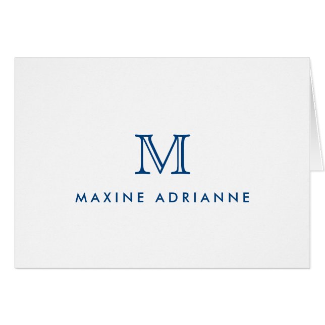 Minimalist Modern Chic Navy Blue Monogram Initial Cards (Front Horizontal)