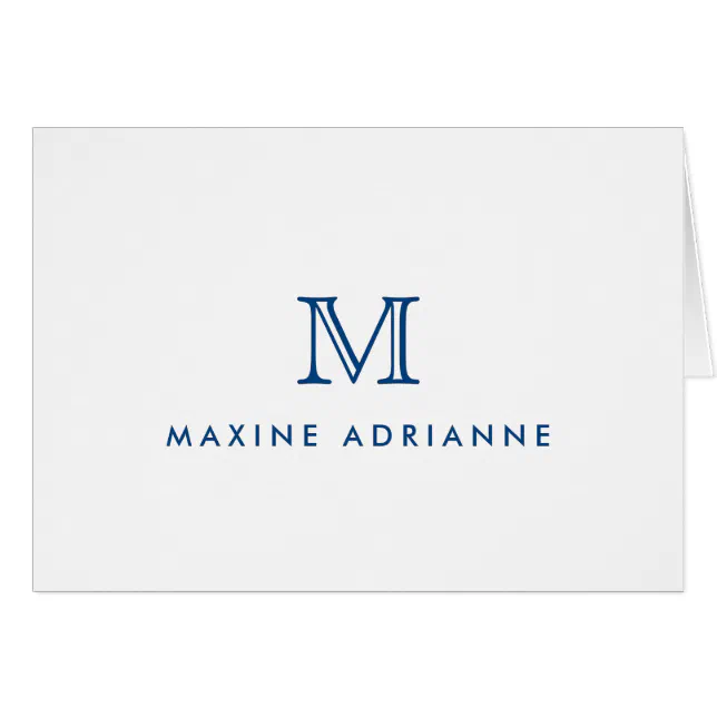 Minimalist Modern Chic Navy Blue Monogram Initial Cards | Zazzle