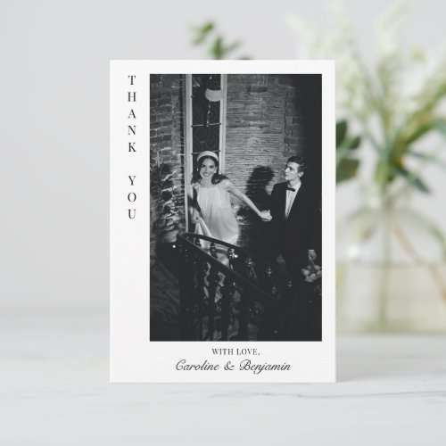 Minimalist Modern Chic Personalized Photo Wedding Thank You Card