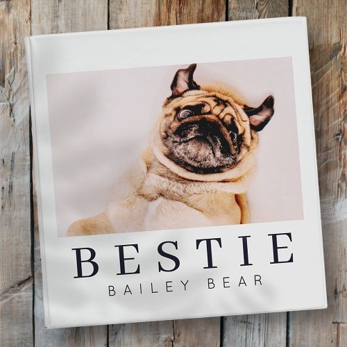 Minimalist Modern Chic Pet Bestie BFF Photo 3 Ring Binder