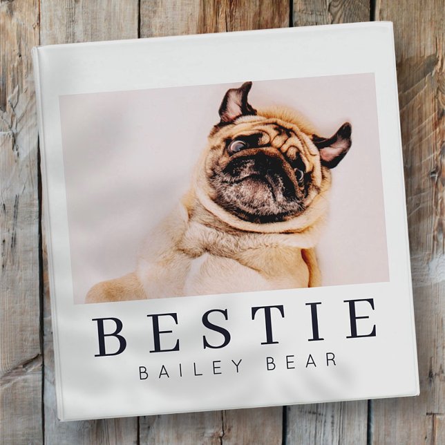 Minimalist Modern Chic Pet Bestie BFF Photo 3 Ring Binder (Creator Uploaded)