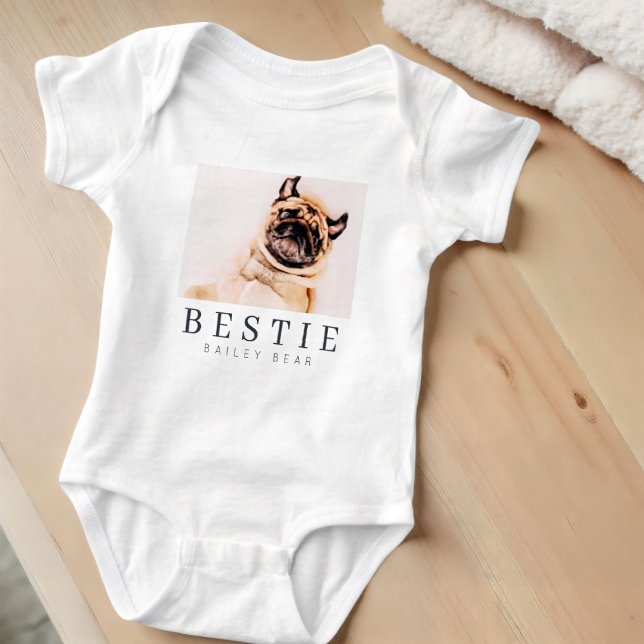 Minimalist Modern Chic Pet Bestie BFF Photo Baby Bodysuit (Creator Uploaded)