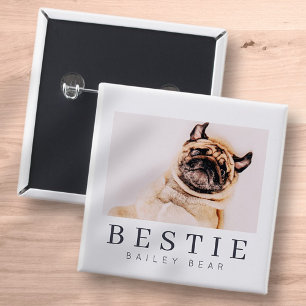 Minimalist Modern Chic Pet Bestie BFF Photo Button