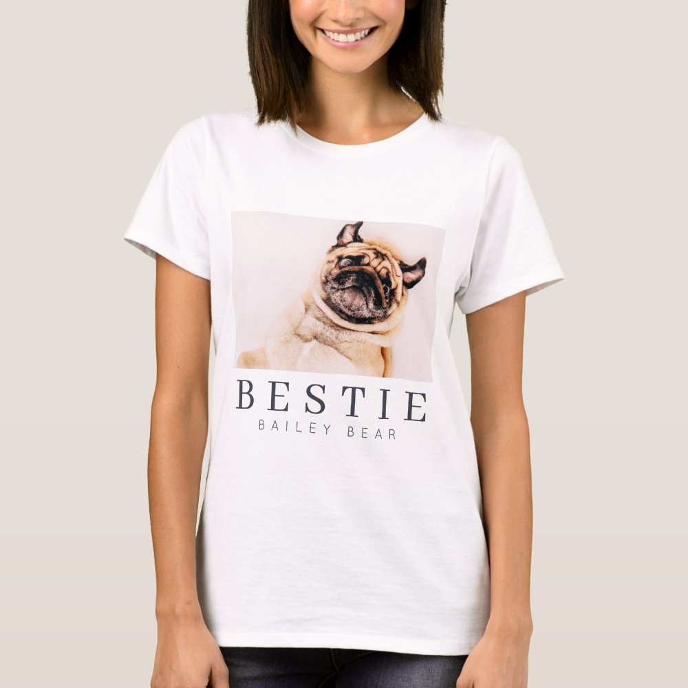 Minimalist Modern Chic Pet Bestie BFF Photo Personalized T-Shirt