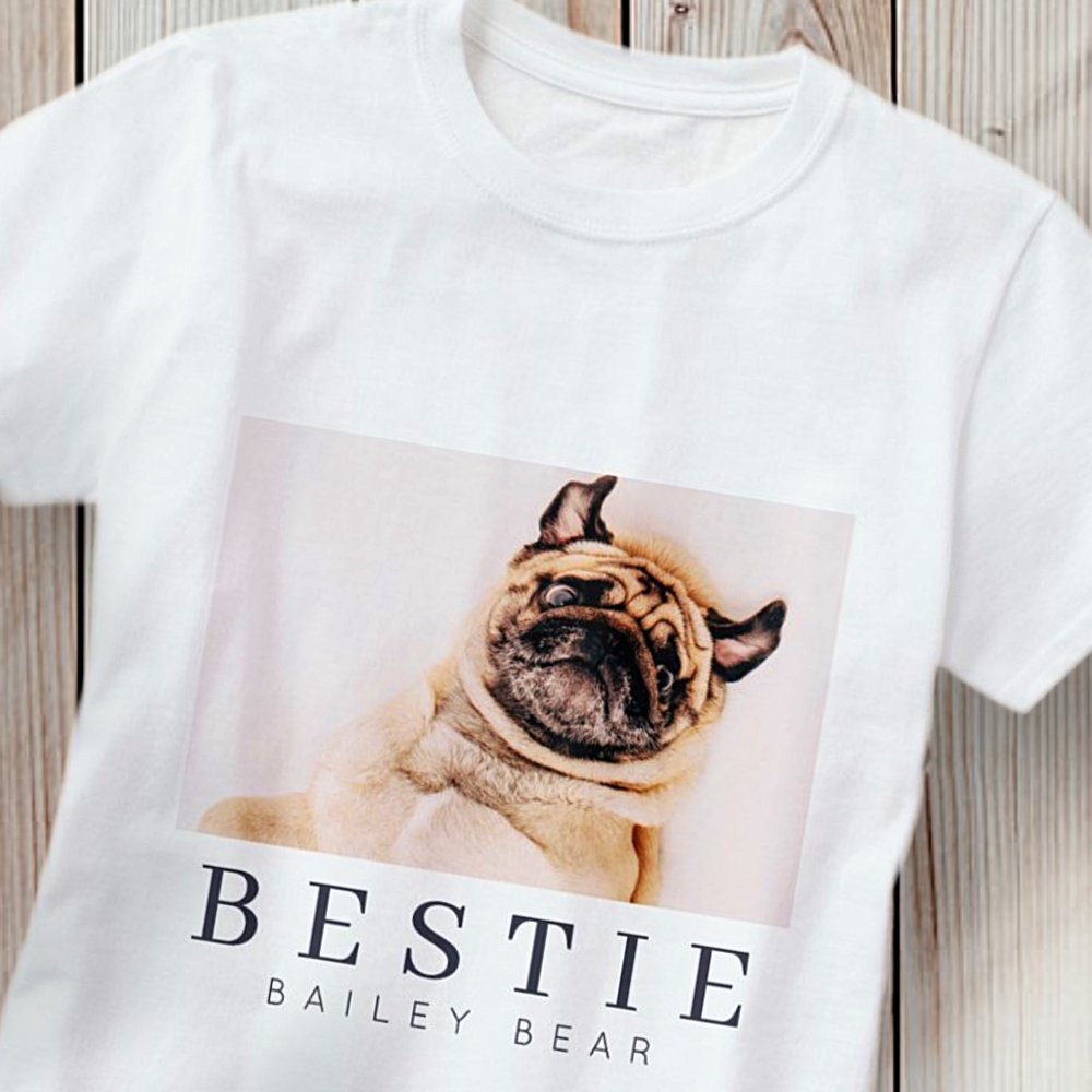 Discover Minimalist Modern Chic Pet Bestie BFF Photo Personalized T-Shirt